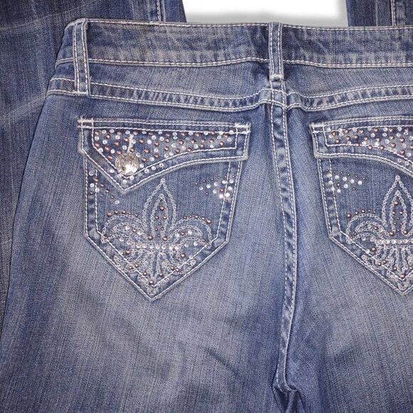 Wrangler Blue Jeans Women's Rock 47 Low Rise 1% Spandex Sz 7/8 32" Waist - Picture 4 of 9